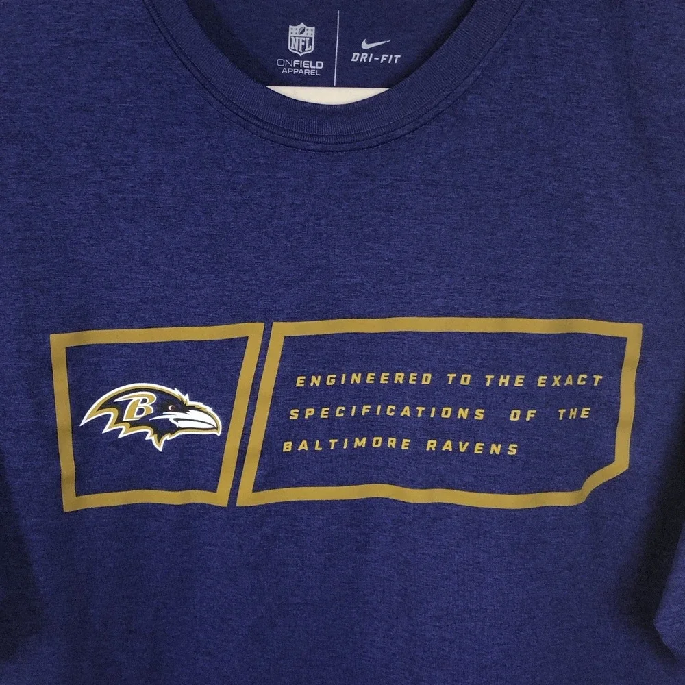 Nike Dri-Fit Baltimore Ravens NFL Football Short Sleeve T-Shirt Men's M Purple